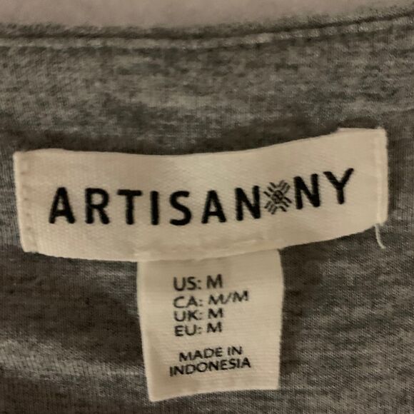 Artisan NY Gray Sleeveless Maxi Dress Size M Soft Stretch Knit V-Neck Waistband - Picture 7 of 8